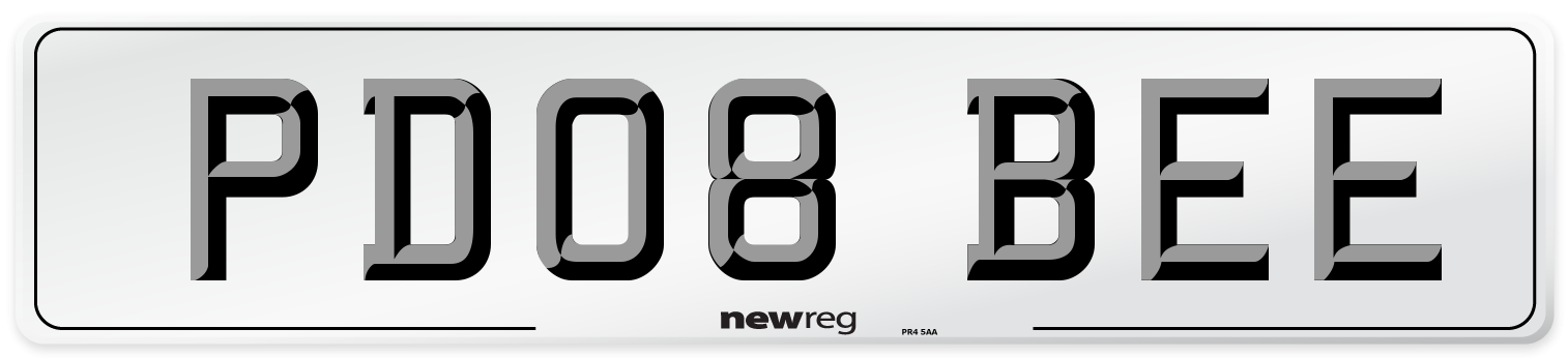 PD08 BEE Number Plate from New Reg